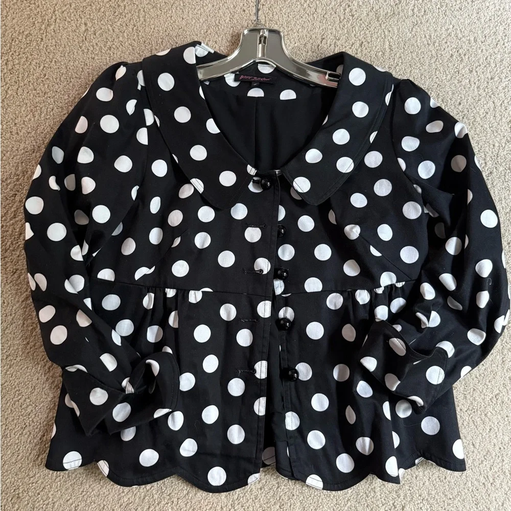 Betsey Johnson Black and White Polka Dot Jacket - Picture 1 of 5